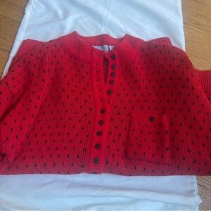 Venezia vintage Red Dot Knit Button-Front Women’s Sweater